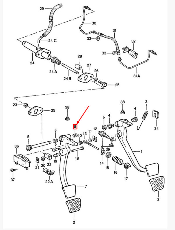 90031700100 - Porsche 928 clutch pedal needle bearing 90031700100 NEW ORIGINAL