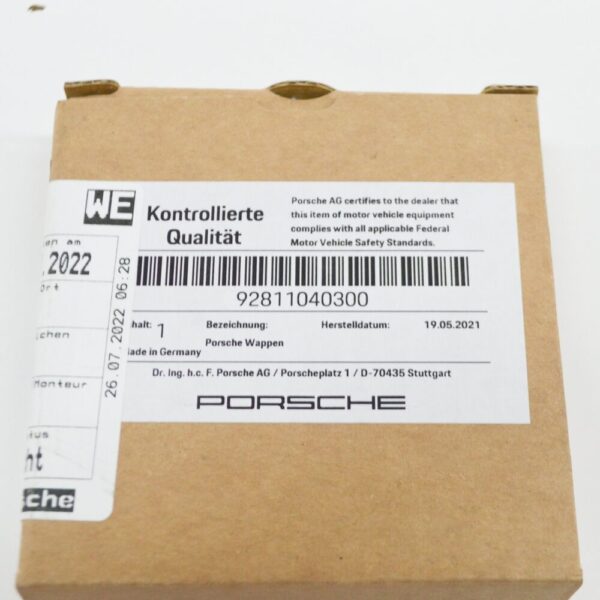 92811040300 - Porsche 928 Intake Air Distributor Crest Emblem 92811040300 NEW GENUINE