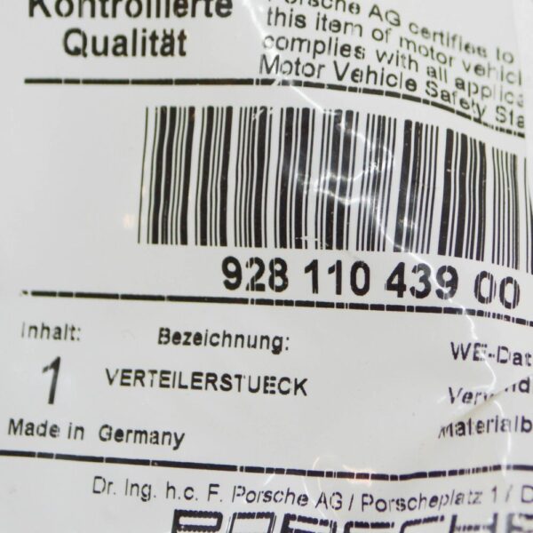 92811043900 - Porsche 928 Air Distribution Tube 92811043900 NEW ORIGINAL