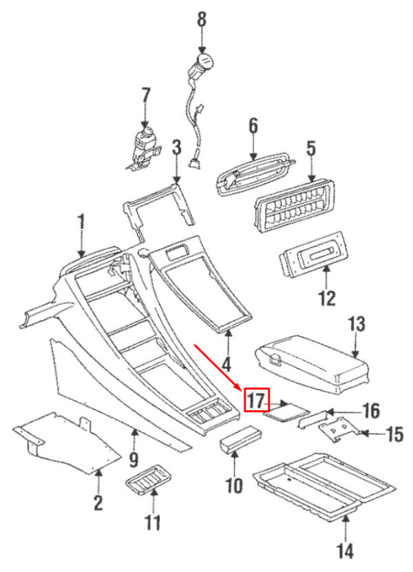 92855573503 - Porsche 928 Console Box Cover 92855573503 NEW ORIGINAL