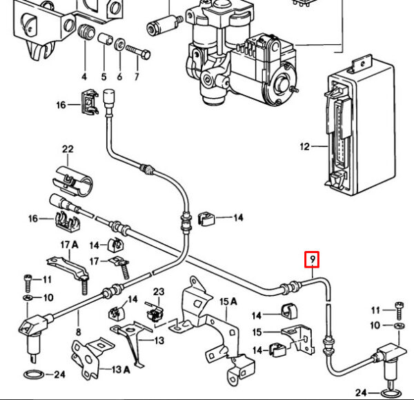 92860640201 - Porsche 928 ABS Rear Bottom Speed Sensor 928.606.402.01 NEW ORIGINAL