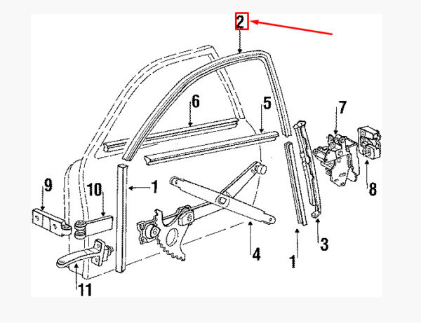 94453708000 - Porsche 944 Window Guide Front Right Upper 94453708000 NEW Genuine