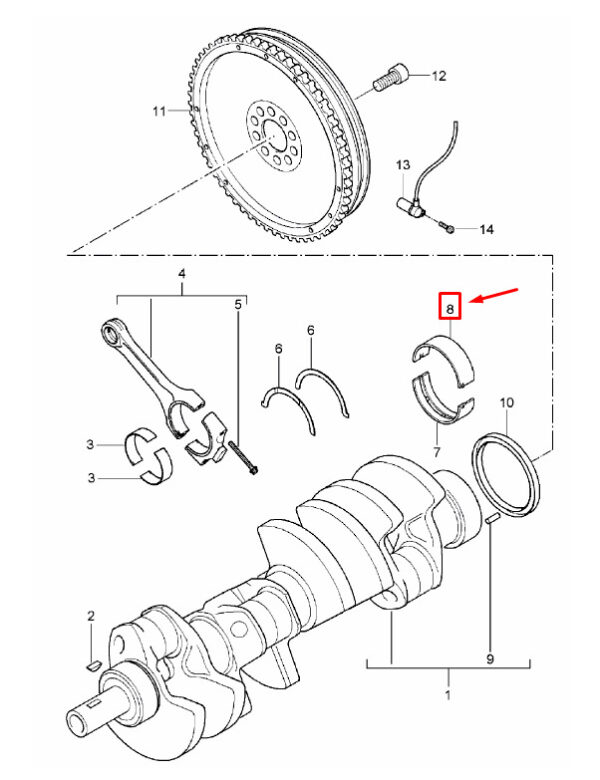 94810121305 - Porsche Cayenne 9pa Top Blue Crankshaft Main Bearing 94810121305 NEW