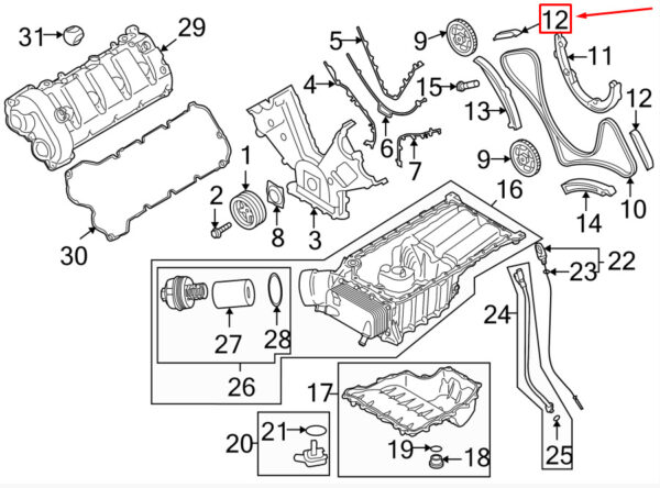 94810516612 - Porsche Panamera 970 Top Engine Control Chain Guide 94810516612 NEW