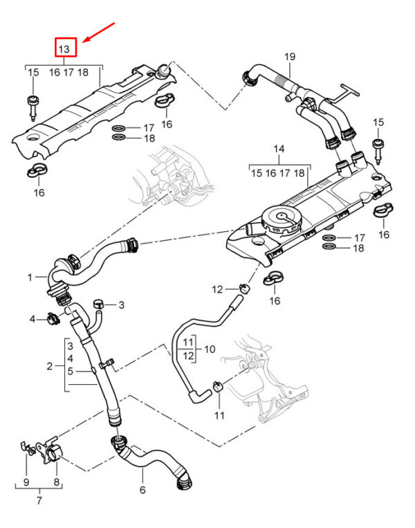 94810723501 - PORSCHE CAYENNE 9PA Right Crankcase Breather Valve 94810723501 GENUINE
