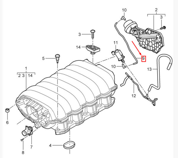94811013600 - Porsche Cayenne 92a Intake Air Distributor Tube 94811013600 NEW ORIGINAL