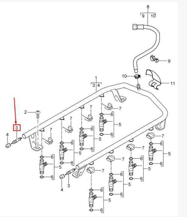 94811021700 - PORSCHE CAYENNE 9PA Fuel Rail Valve Insert 94811021700 NEW GENUINE