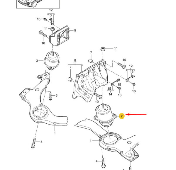 94837504903 - PORSCHE CAYENNE 92A LEFT SIDE ENGINE MOUNT 94837504903 NEW GENUINE