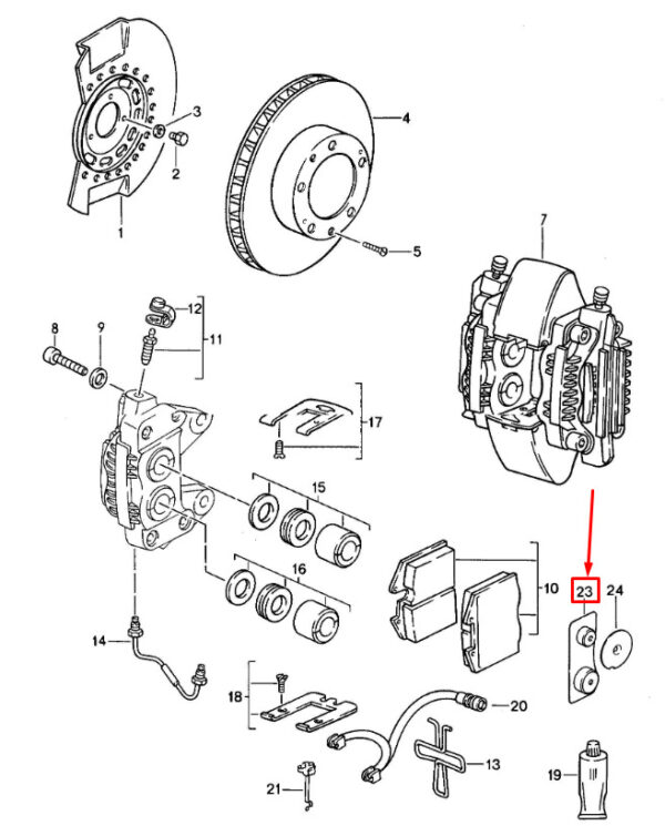 95135108903 - Porsche 968 fixed saddle damper plate front 95135108903 NEW ORIGINAL