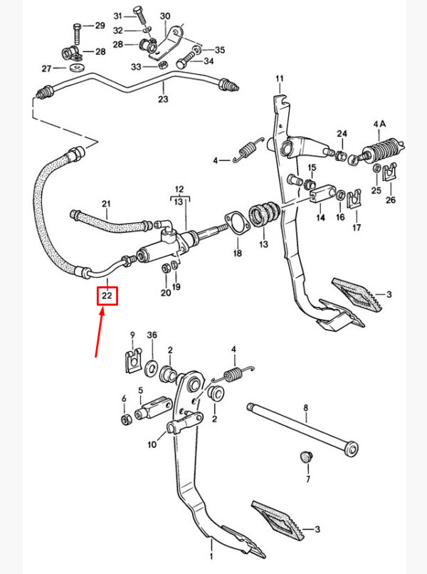 95142318901 - Porsche 944 clutch line hose 95142318901 new original