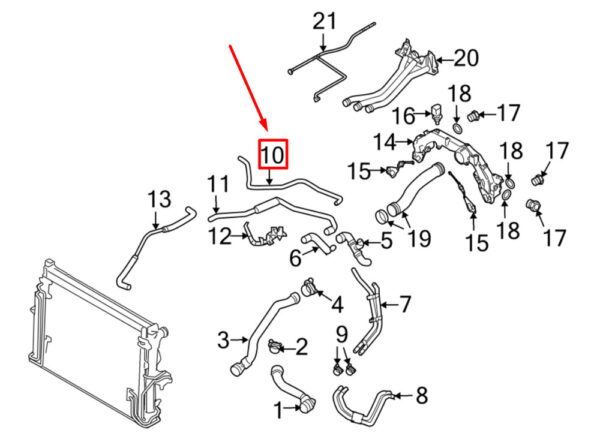 95510647700 - Porsche Cayenne 9PA coolant hose 95510647700 NEW ORIGINAL