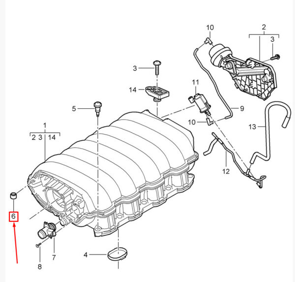 95511023600 - Porsche Panamera 970 Intake Air Distributor Ball Base 95511023600 NEW Original