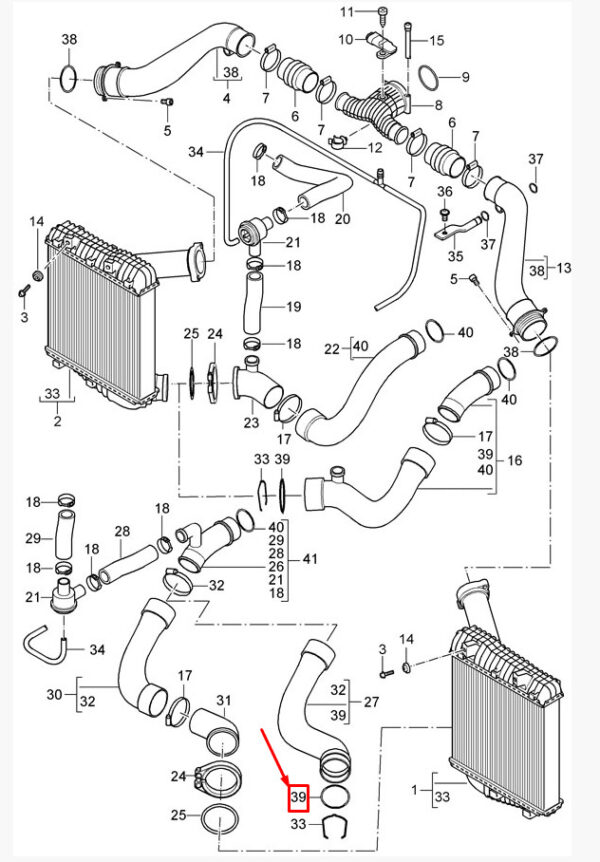 95511072100 - Porsche Macan 95B turbocharger intercooler pipe gasket 95511037100 NEW