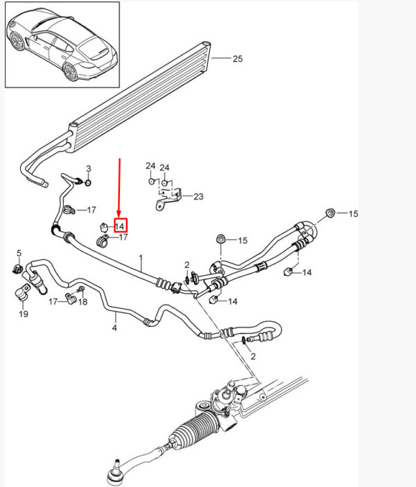95534363810 - Porsche Cayenne 92a Steering Pressure Hose Buffer 95534363810 NEW ORIGINAL