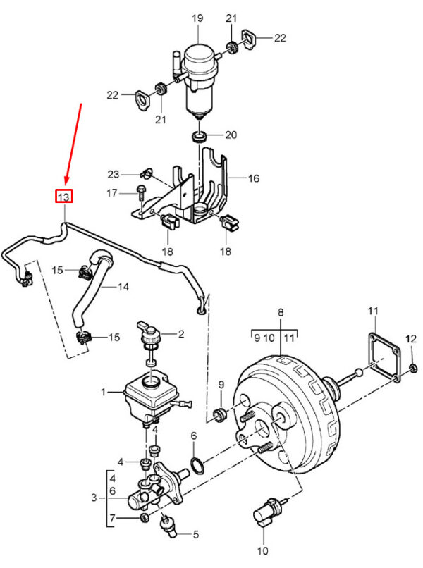 95535557704 - Porsche Cayenne 9pa Brake Amplifier Vacuum Line LHD 95535557704 NEW