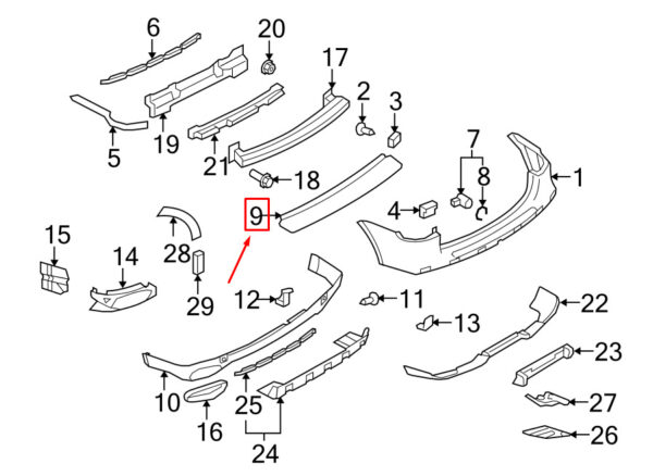 95550578710 - Porsche Cayenne 9pa Trim Rear Bumper Surface 95550578710 NEW