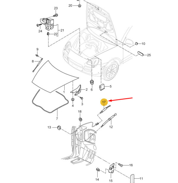 95551153000 - Porsche Cayenne 9pa Emergency Operation Bowden Train LHD 95551153000 NEW ORIGINAL