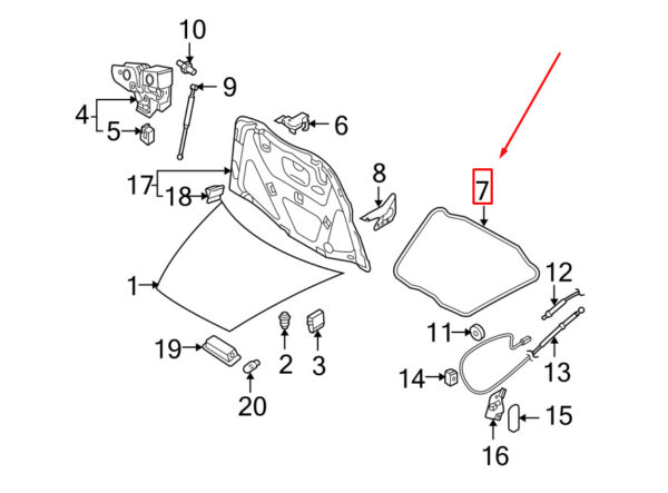 95551170701 - Porsche Cayenne 9pa Front Hood Gasket 95551170701 NEW REAL