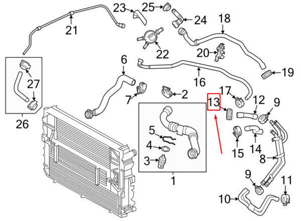 95551240500 - Porsche 971 Hose Clamp Engine Coolant Reservoir 95551240500 GENUINE