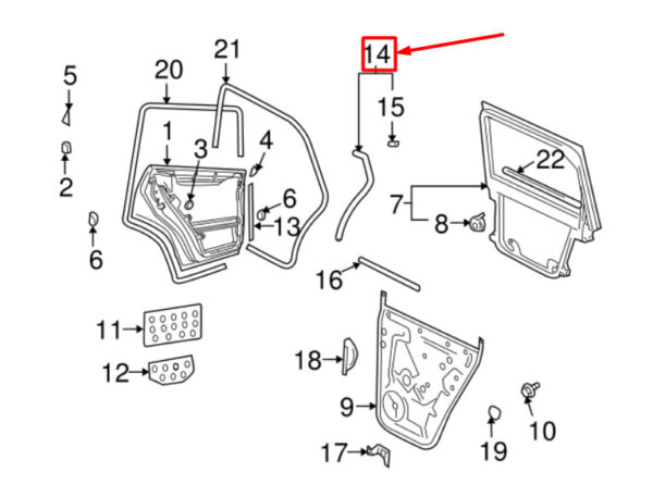95553376201 - Porsche Cayenne 9pa door rubber seal rear right 95553376201 NEW ORIGINAL