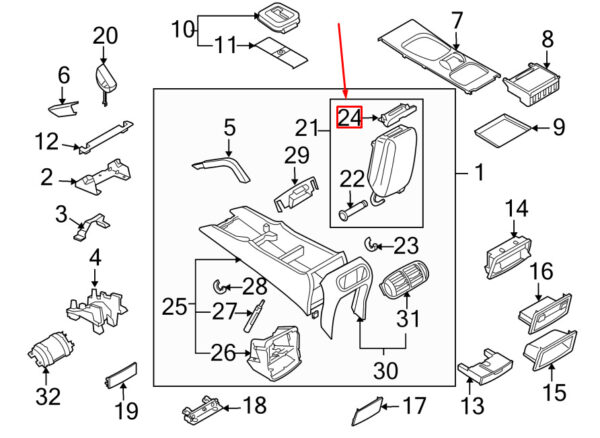 955552698005Z1 - PORSCHE CAYENNE 9PA Release Handle Armrest Console 955552698005Z1 GENUINE