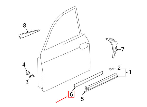 955559284024W9 - Porsche Cayenne 9pa Front Right Door Strip 9555559284024W9 NEW GENUINE