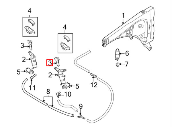 95562816110 - Porsche Cayenne 9PA headlight wash nozzle front left 95562816110 NEW ORIGINAL