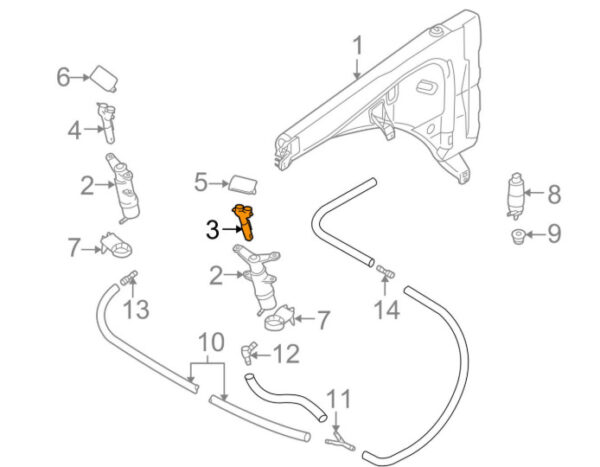 95562816400 - PORSCHE CAYENNE 9PA Headlight Washer Nozzle Right 95562816400 NEW GENUINE