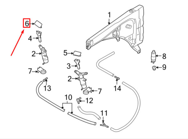 95562830300G2X - Porsche Cayenne 9PA Headlight Washer System Front Left 95562830300G2X GENUINE