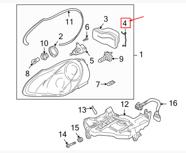 95563128700 - Porsche Cayenne 9PA headlight bulb holding spring 95563128700 NEW ORIGINAL