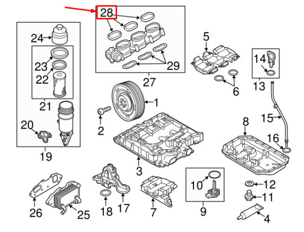 95811014700 - Porsche Panamera 970 top intake manifold gasket 95811014700, new original
