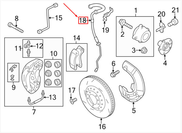 95835558201 - Porsche Cayenne 92a Front Right Brake Hose 95835558201 NEW Original