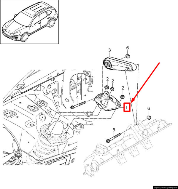 95837511201 - Porsche Cayenne 92A Engine Mounting Block 95837511201 958.375.112.01 NEW REAL
