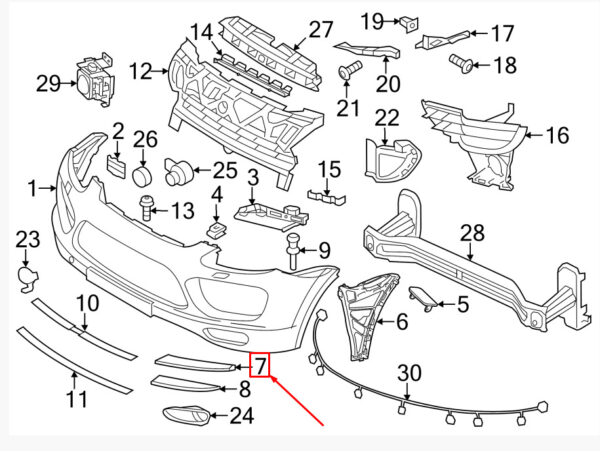 958505685109B9 - Porsche Cayenne 92a front bumper insert top left 958505685109B9 NEW