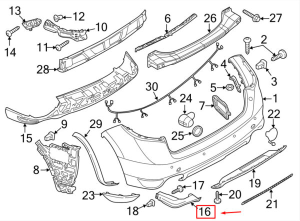 958505837009B9 - Porsche Cayenne 92a Corner Cover Left Rear Bumper 958505837009B9 NEW