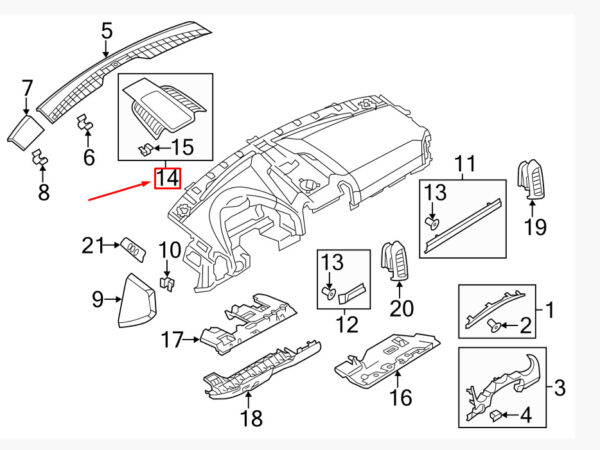 958552189013T0 - Porsche Cayenne 92A dashboard top front center 998552189013T0