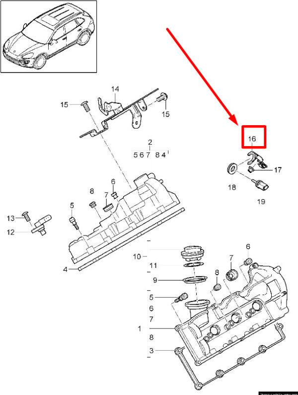 95860611450 - Porsche Cayenne 92A Engine Temperature Sensor Mount 95860611450 NEW GENUINE