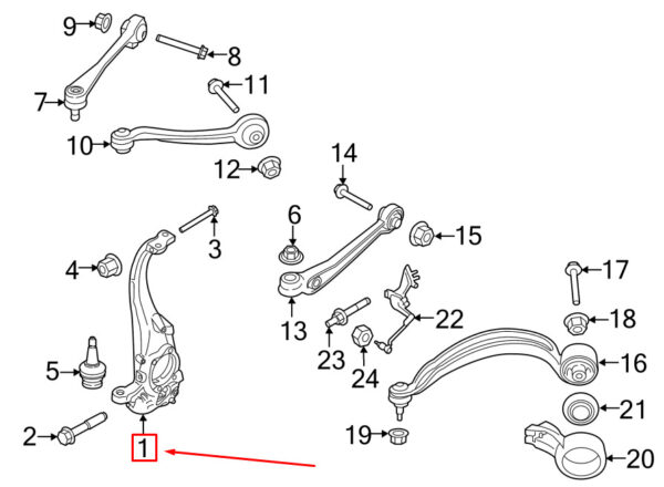 95B407253F - Porsche Macan 95b knuckle front left 95B407253F NEW REAL