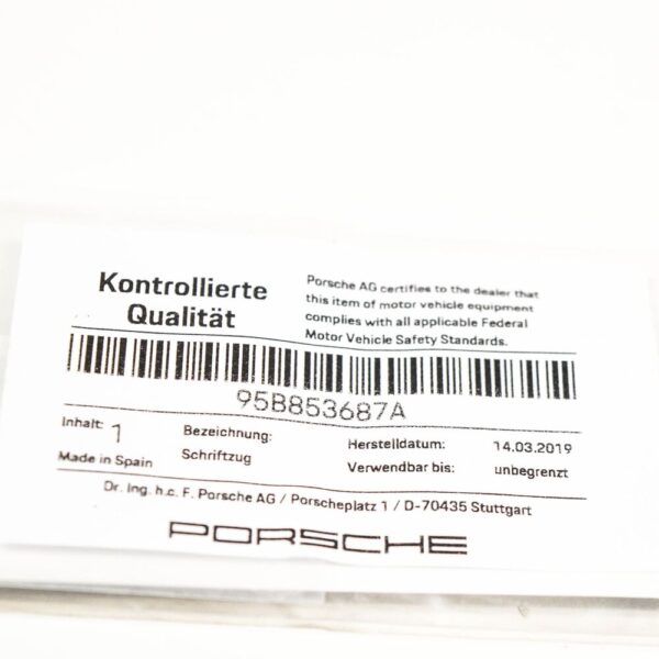 95B853687A - Porsche Macan 95B Rear Tailgate Boot Lid Emblem Badge 95B853687A NEW GENUINE