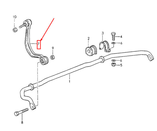 96434306901 - Porsche Carrera 911 964 stabilizer bar front left 96434306901 NEW ORIGINAL
