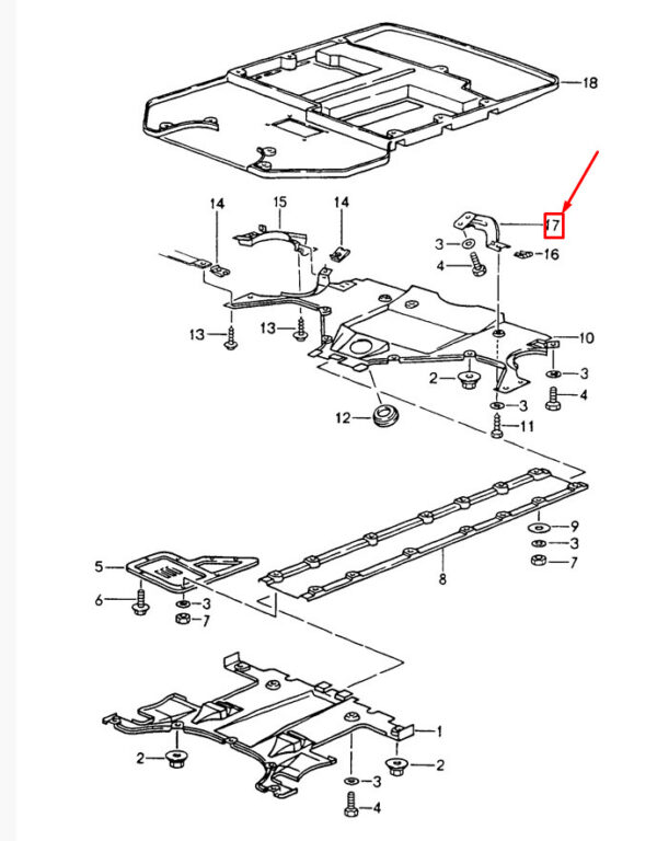 96450413402 - Porsche 911 964 Underfloor Mount for Right Cover Plate 96450413402, New