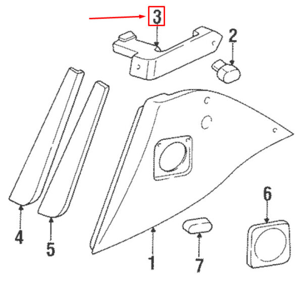9645557646001C - Porsche Carera 911 993 top right rear trim 9645557646001C NEW