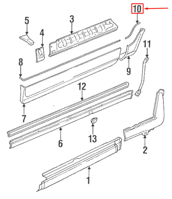 9645592960101C - Porsche Carrera 911 964 door sill trim rear right 9645592960101C new