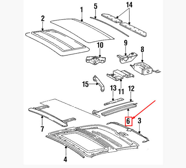 96456434200 - Porsche 911 964 Carrera right sunroof cable routing rail 96456434200 new