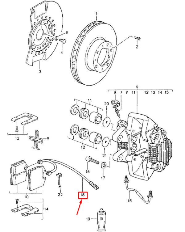 96461236302 - Porsche 911 993 brake lining wear sensor front cable 96461236302 NEW ORIGINAL