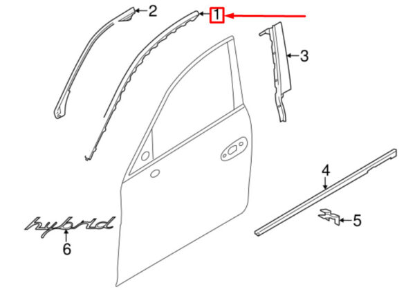 9.70536E+13 - Porsche Panamera 970 door frame strip rear left 97053648116041 NEW ORIGINAL