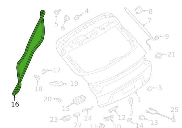 974827705BY - Porsche Panamera 971 Tailgate Boot Lid Seal 974827705 GENUINE
