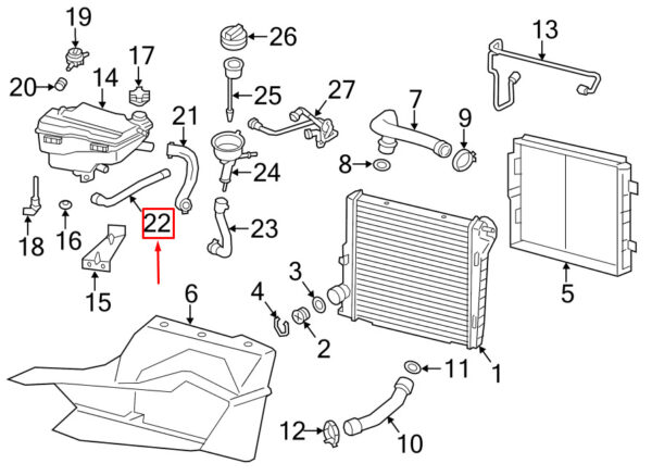 98110626703 - Porsche Cayman 981 Engine Coolant Overflow Inlet Hose 98110626703 NEW