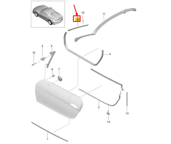 98153748105 - Porsche Boxster Spyder 981 Roof Frame Trim Left 98153748105 NEW GENUINE