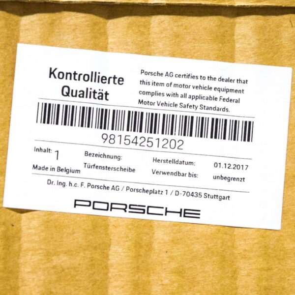 98154251202 - Porsche Boxster 982 Front Right Door Glass 98154251202 New